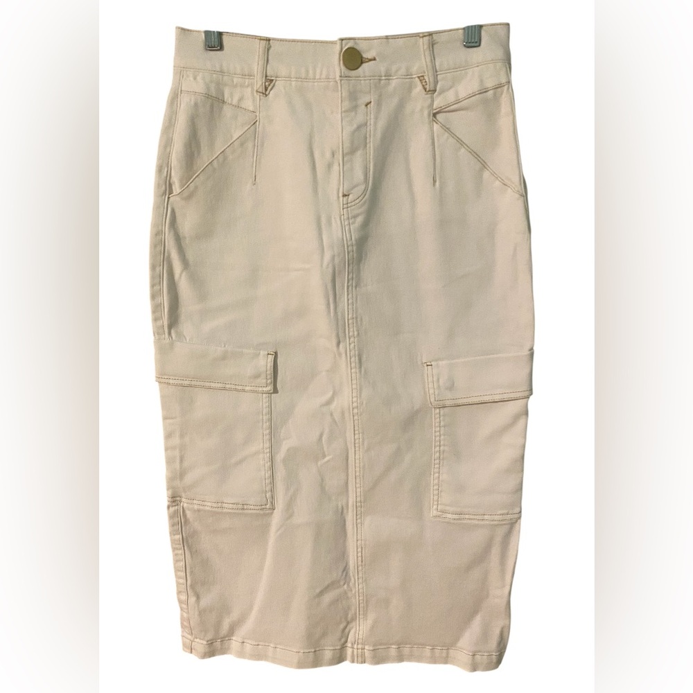 Democracy Skirt Denim Midi White Absolution Waist Women Size 4 Pockets